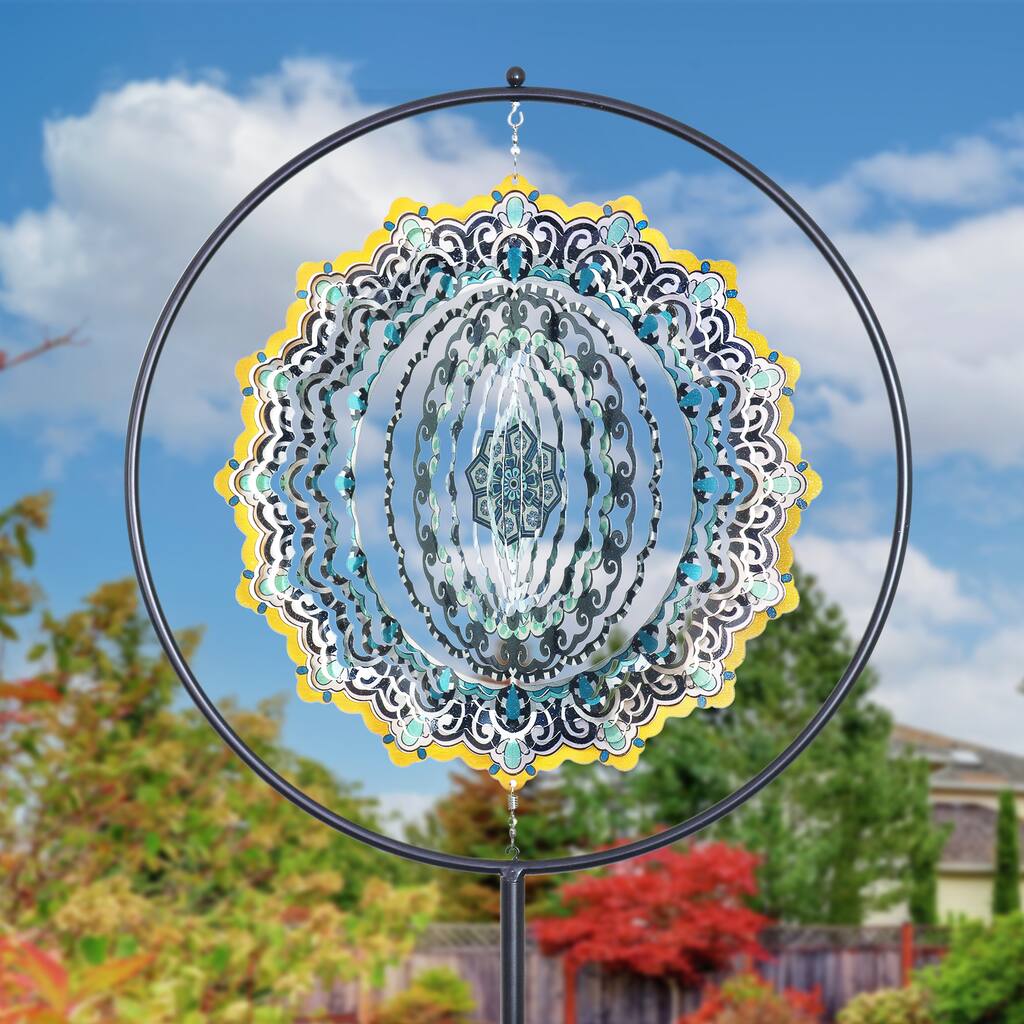 Exhart Laser Cut Wind Spinner Garden Stake