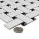 preview thumbnail 5 of 12, SomerTile Metro Basketweave Matte White with Black Dot 11.75" x 11.75" Porcelain Mosaic Tile