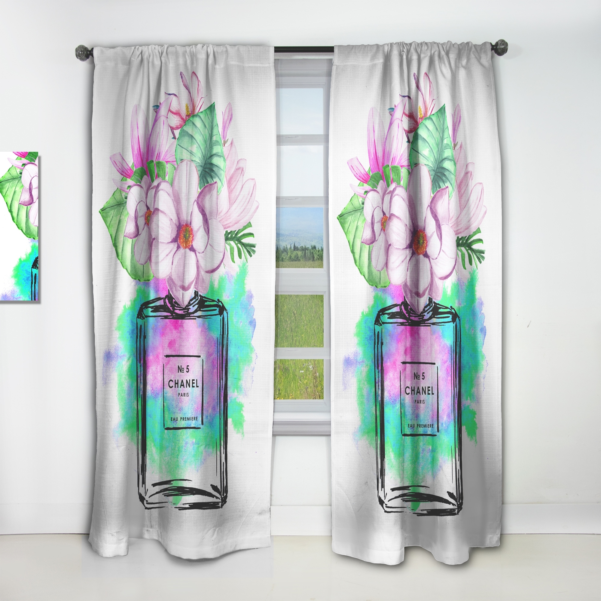 Designart 'Perfume Chanel Five I' Modern Curtain Single Panel