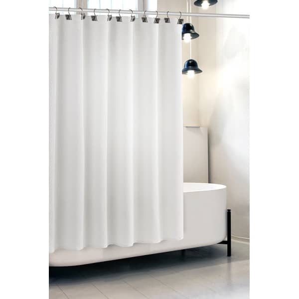 Creative Scents Waffle Fabric White Shower Curtain with Liner Set