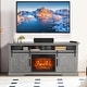 preview thumbnail 28 of 37, 68" Farmhouse Sliding Barn Door Fireplace TV Stands Console Table with 23" Electric Fireplace
