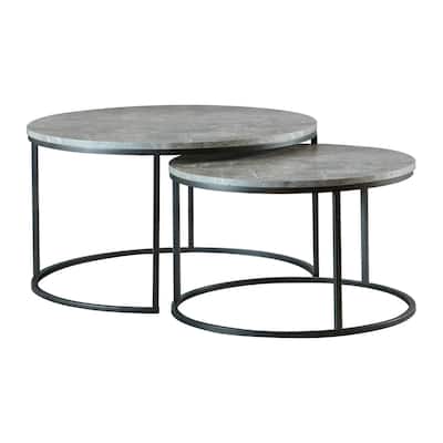 2 Piece Nesting Coffee Table in Grey and Gunmetal