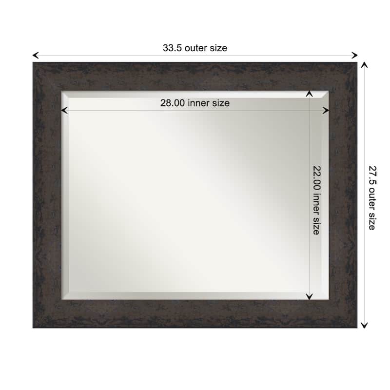 Dappled Beveled Wood Framed Bathroom Vanity Wall Mirror - Dappled Black Brown - Glass Size 28x22