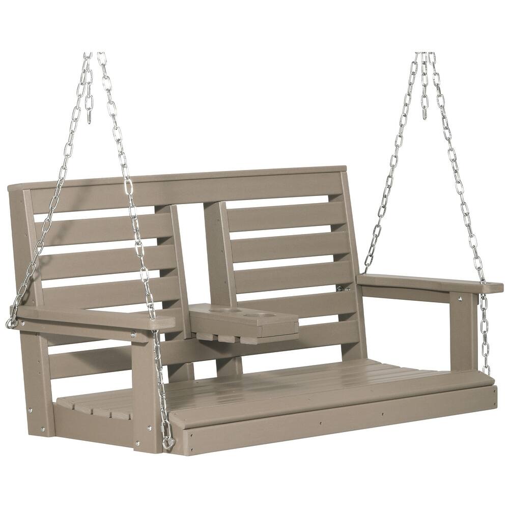 Nashville Poly 54 Inch Porch Swing with Folding Cup Holder