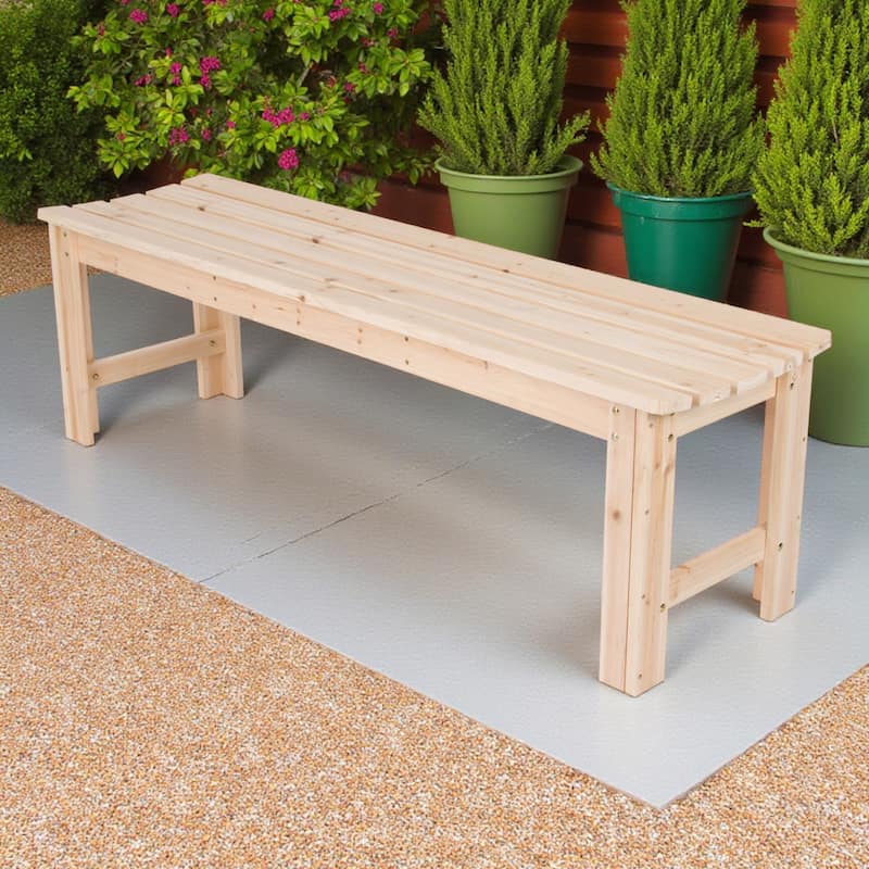 Meridian Natural Cedar Wood 60-Inch Backless Garden Bench