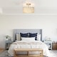 preview thumbnail 13 of 26, Tifany Modern Gold 3-Light Drum Glass Chandelier Semi-Flush Mount Ceiling Light