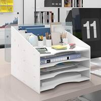 Gracious Living Clear Mini 3 Drawer Desk Organizer with White Finish, 2 Pack