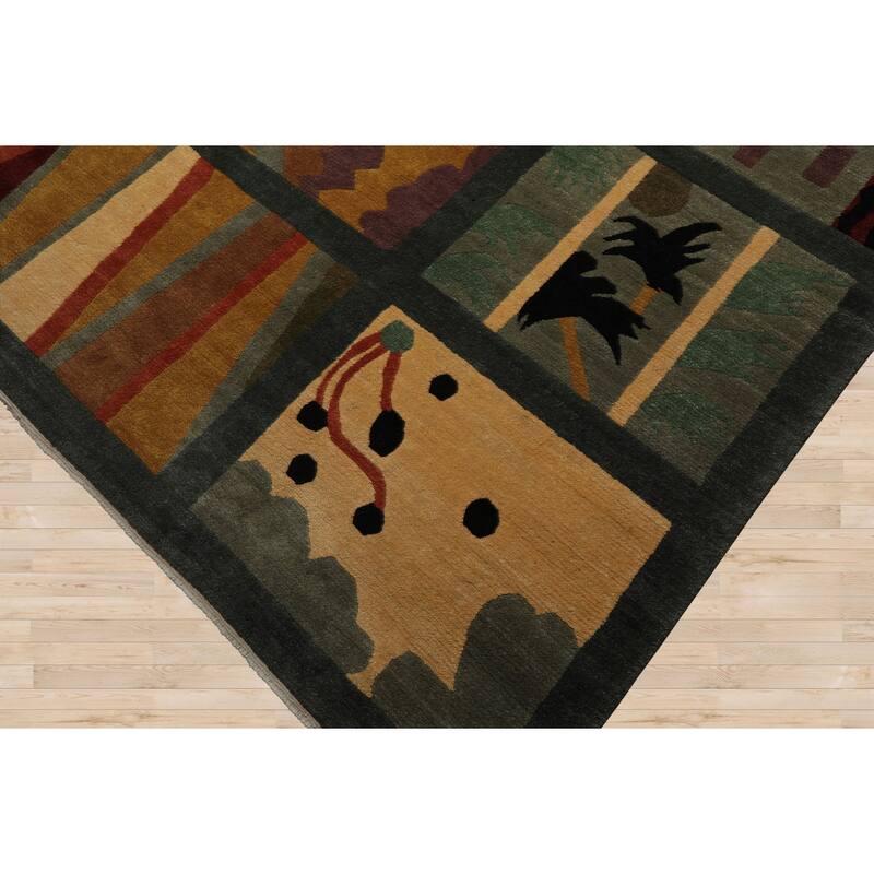 8x9'11'' Hand Knotted Wool Teal Tibetan Plush Pile Tufenkian Wash Rug - 8' x 9' 11''