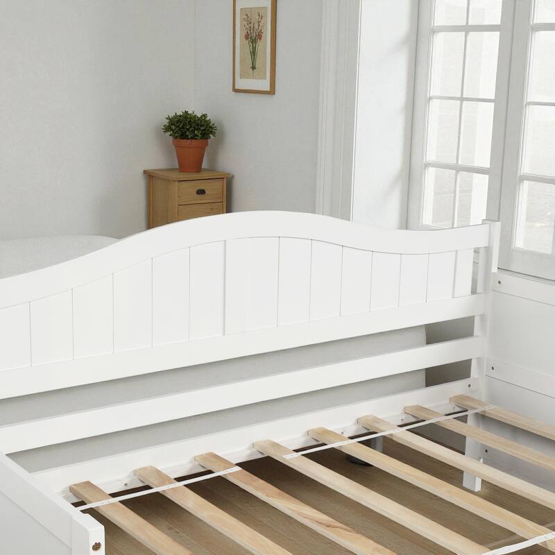 Twin Wooden Daybed with 2 Storage Drawers, Sofa Bed Frame for Bedroom or Living Room, Pine Wood Daybed with Slats