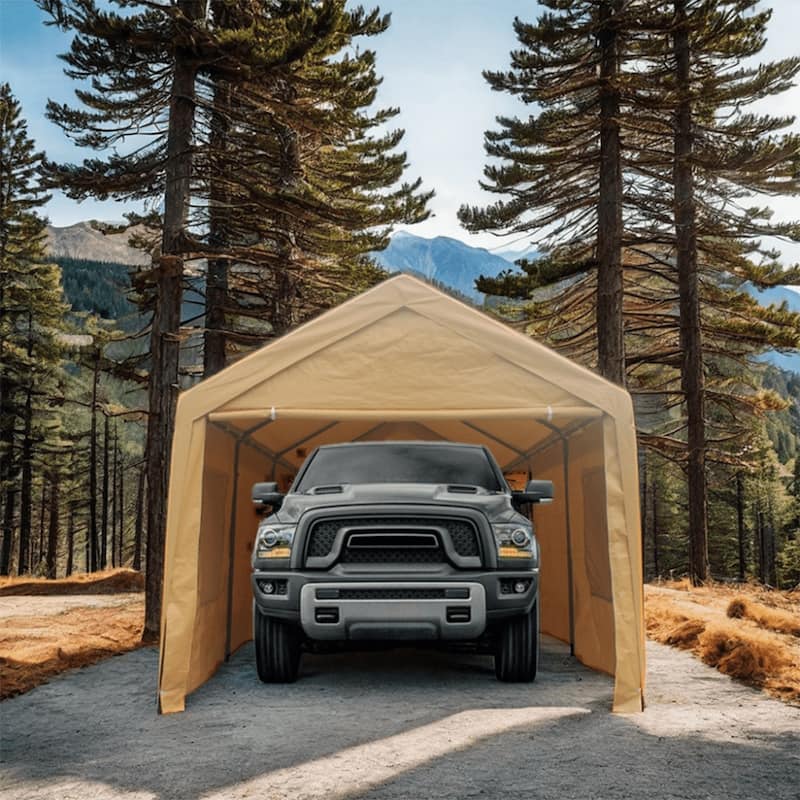 10x20 ft Heavy Duty Carport w/Roll-up Vent Windows & Sidewalls - 10x20FT