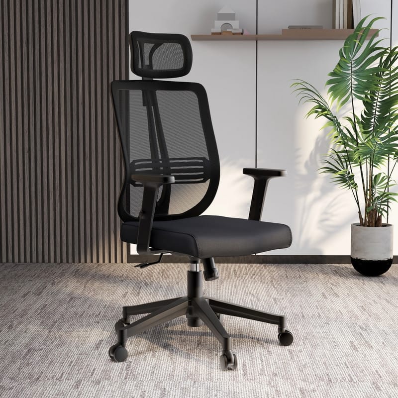 Adjustable Office Chair with Mesh Back and Headrest Nift Series by LeisureMod