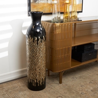 Black Capiz Shell Handmade Vase with Gold Ombre Design