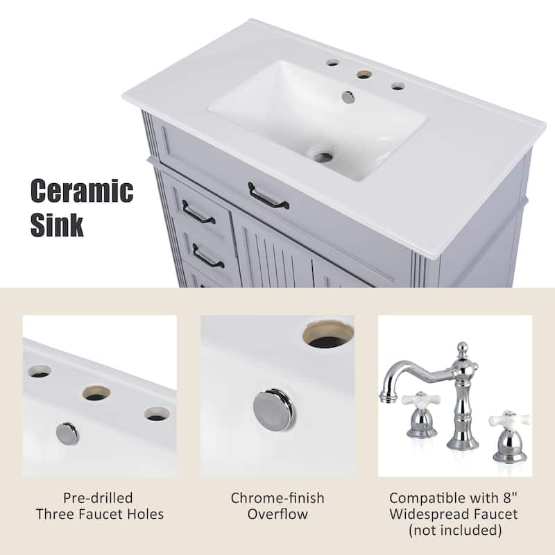 Christopher Knight Home Yvenith 36" Bathroom Vanity with Ceramic Sink - 36.00" Lx 18.5" W x 34.4" H