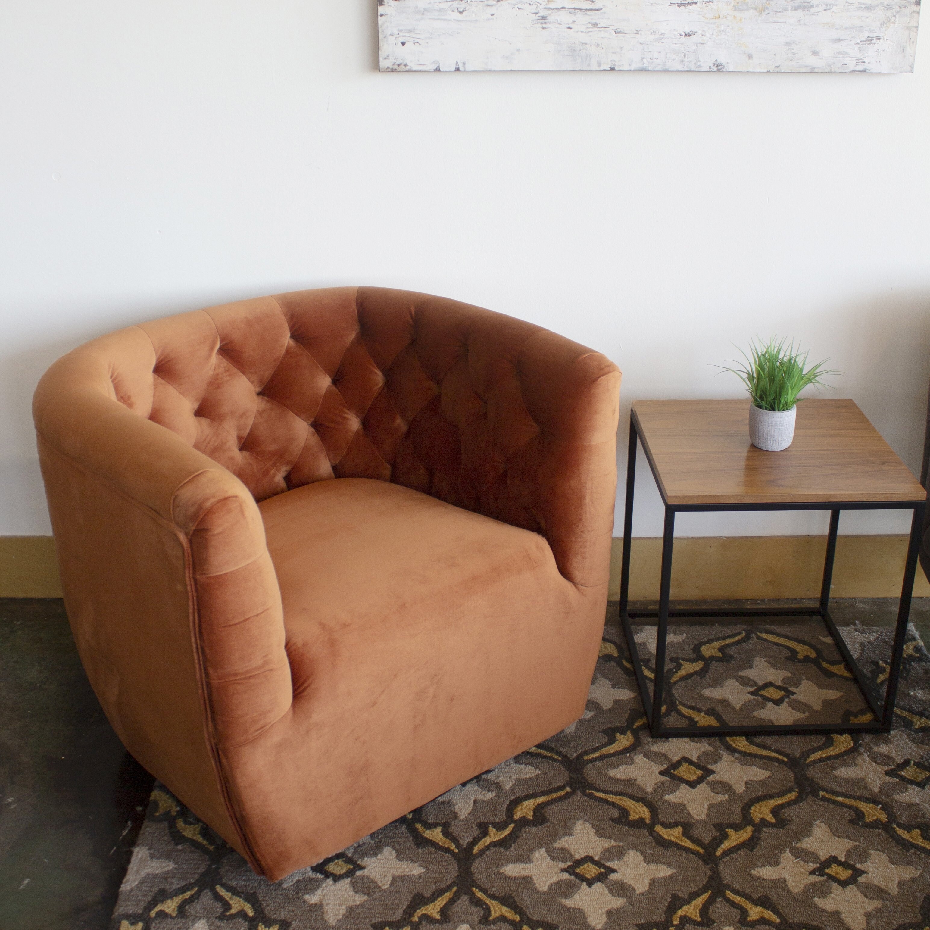 Rose Mid Century Modern Burnt Orange Velvet 360 Swivel Chair On Sale Overstock 30996903