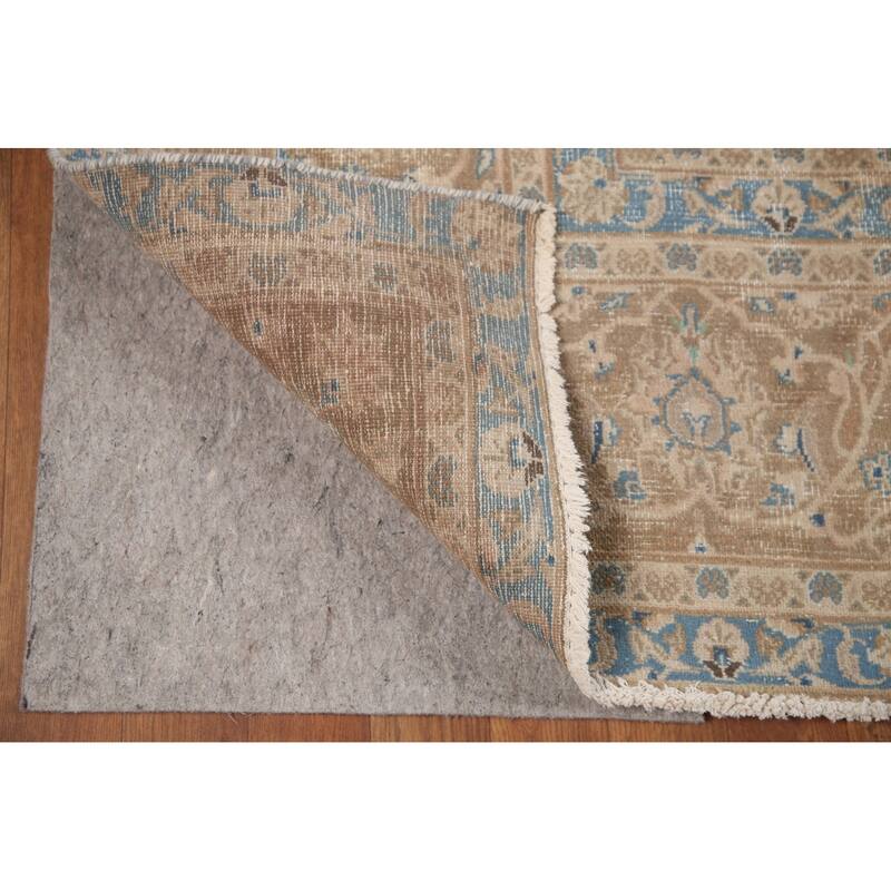 Hand Knotted Oriental 100% Wool Carpet Traditional Floral Pink Mashad Area Rug - 11' 11'' X 8' 9''