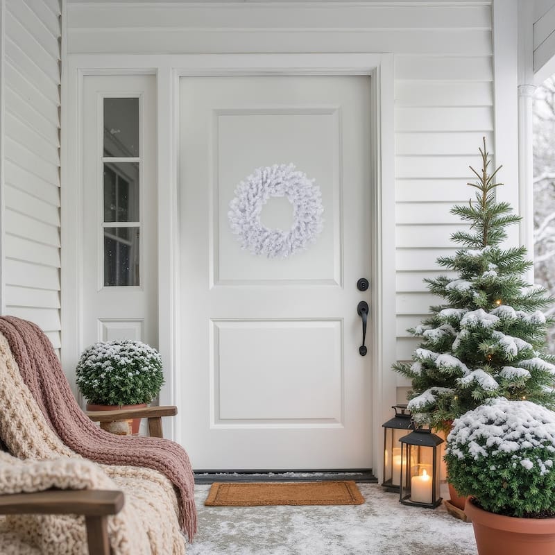 White Crystal Spruce Artificial Christmas Wreath - 20" - Unlit