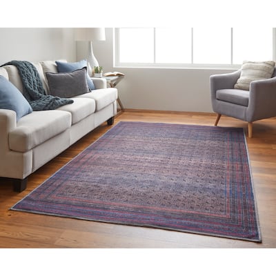 Welch Oriental Charcoal Gray/Pink Area Rug