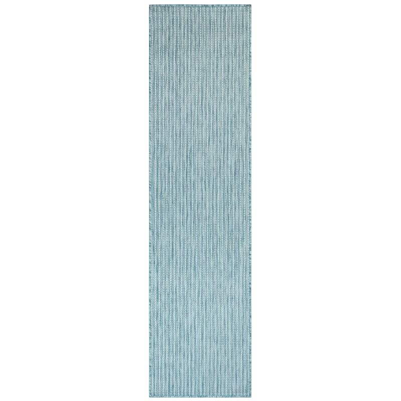 Liora Manne Carmel Textured Striped Indoor/ Outdoor Area Rug - 1'11" x 7'6" Runner - Aqua