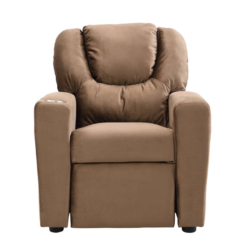 Toddlers Velvet Recliner With Headrest And Footrest