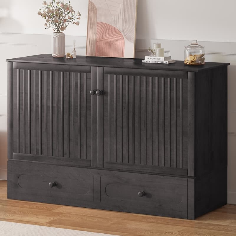 Mixoy Murphy Bed,Cube Foldable Cabinet Bed with Charging Station