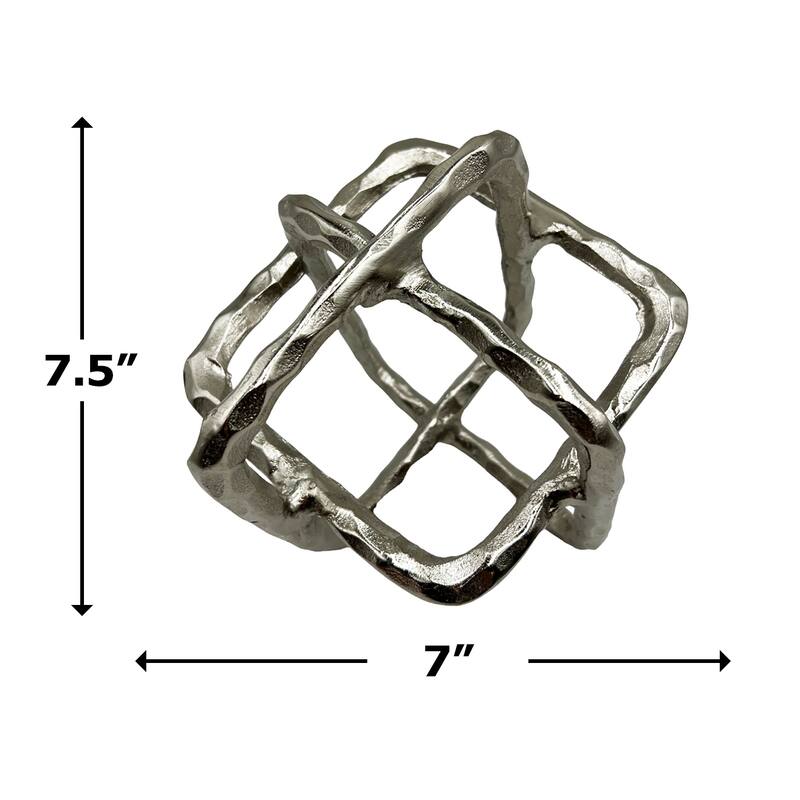 Decorative Handmade Aluminum 7.5 inch Square Sculpture - 7 x 7 x 7.5 in