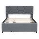 preview thumbnail 8 of 8, Linen Fabric Platform Bed with Brick Pattern Headboard, with Twin Trundle, Full Size, Grey