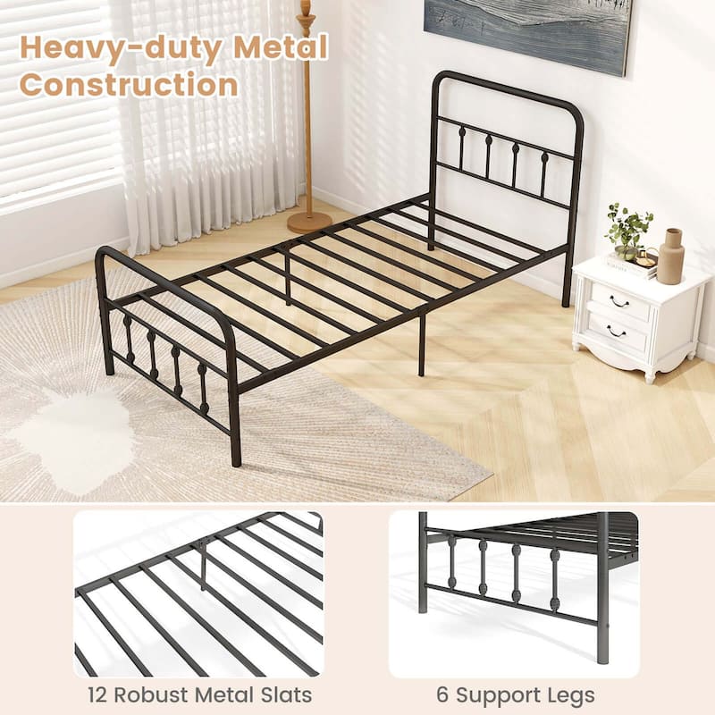 Costway Full/Queen/King Size Bed Frame with Headboard Under Bed