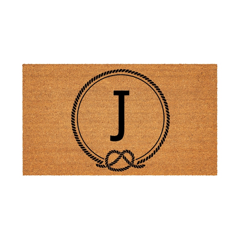 Coastal Coir Mat Nautical Monogram 28"x16" - Letter J