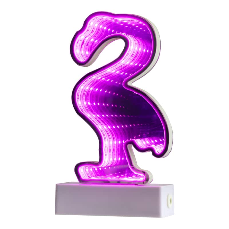 LED Lighted 3D Flamingo Infinity Mirror - 8"