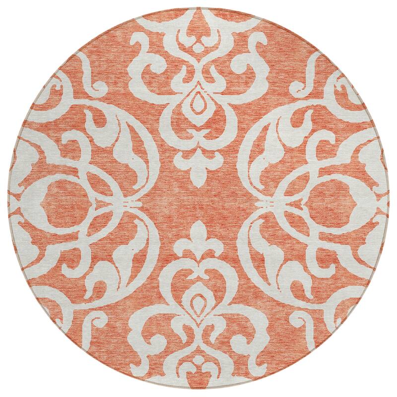 Machine Washable Indoor/ Outdoor Damask Glam Chantille Rug