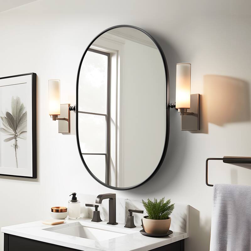 Iron Frame Arc-shaped Wall Mirror Accent Mirror(Set Of 2) - 32*23