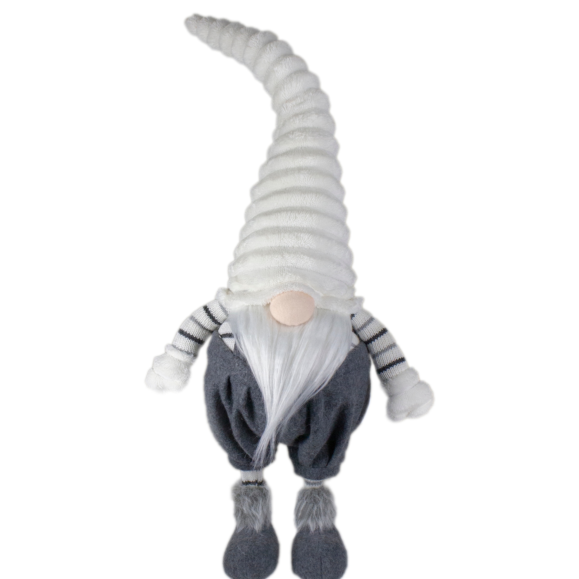 25" White and Gray Standing Gnome Tabletop Christmas Decoration