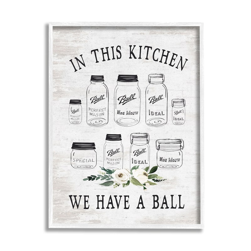 Stupell Kitchen Jar Phrase Framed Giclee Art Design by Lettered and Lined - 24 x 30 - White