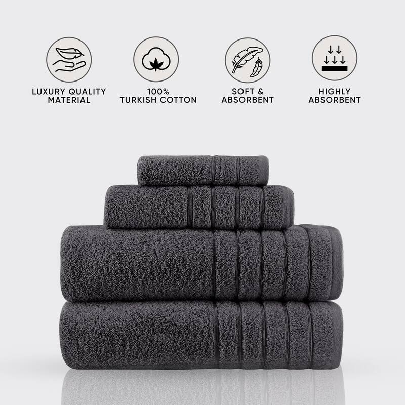 Classic Turkish Towels 4 Piece Cotton Towel Set, Absorbent Hotel & Spa