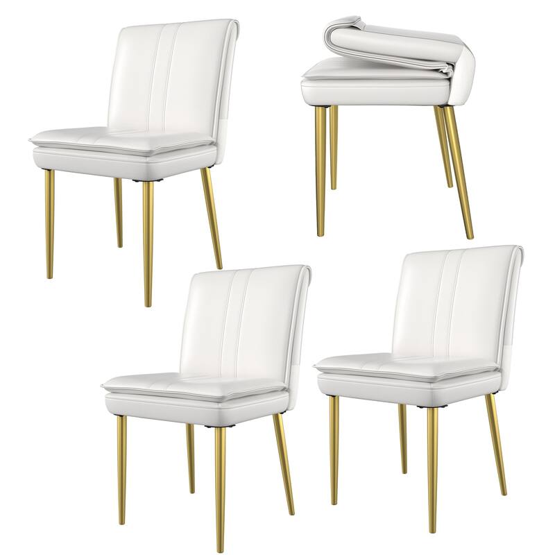 VECELO Foldable Dining Chair Set 2/4/6 Pack PU Leather Space Saving Chairs with Metal Legs Waterproof Kitchen Living Room Chairs