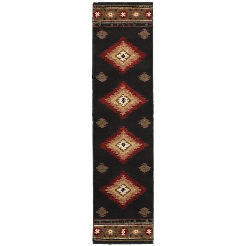 Style Haven Allegheny Southwestern Area Rug-- - 1' 10" x 7' 6" - Black/Green
