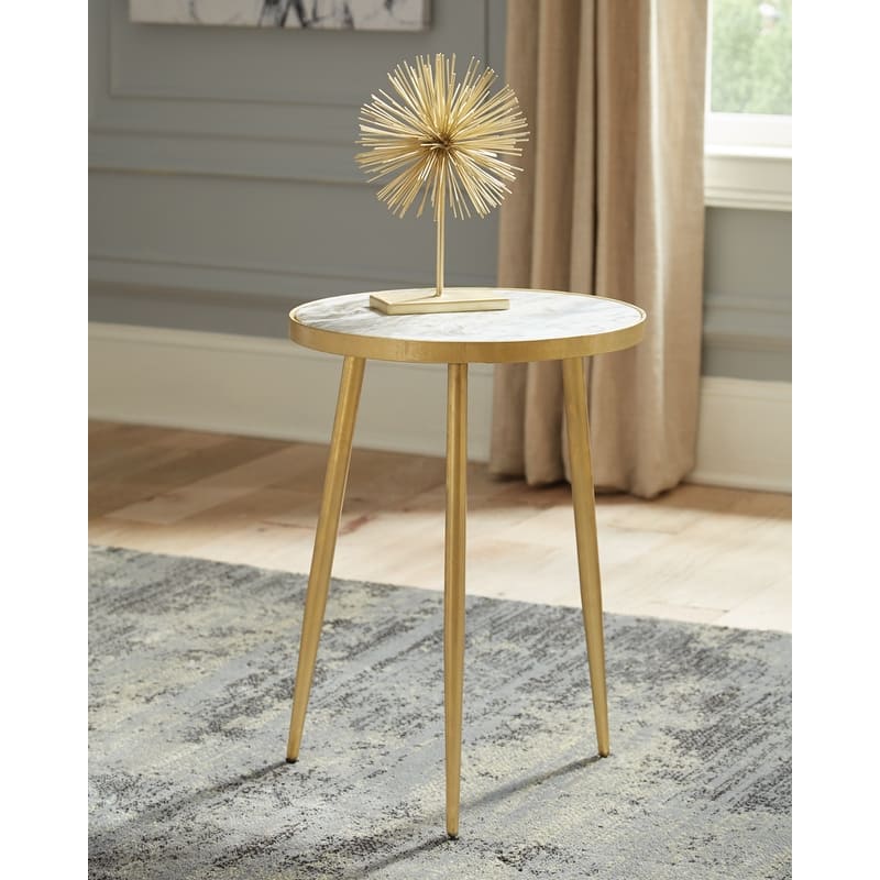 Acheson Round Marble Top Side Table Gold