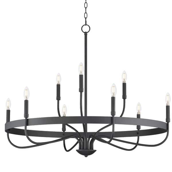 slide 2 of 10, Maxim 14499 Frankie 9 Light 40" Wide Taper Candle Style Chandelier Black