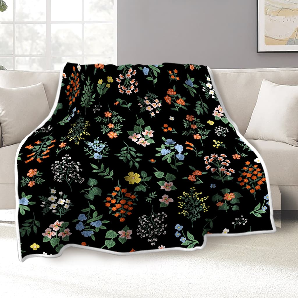 Vintage Floral Blanket，Wildflower Flannel Fleece Throw Blanket for Couch Sofa Bed
