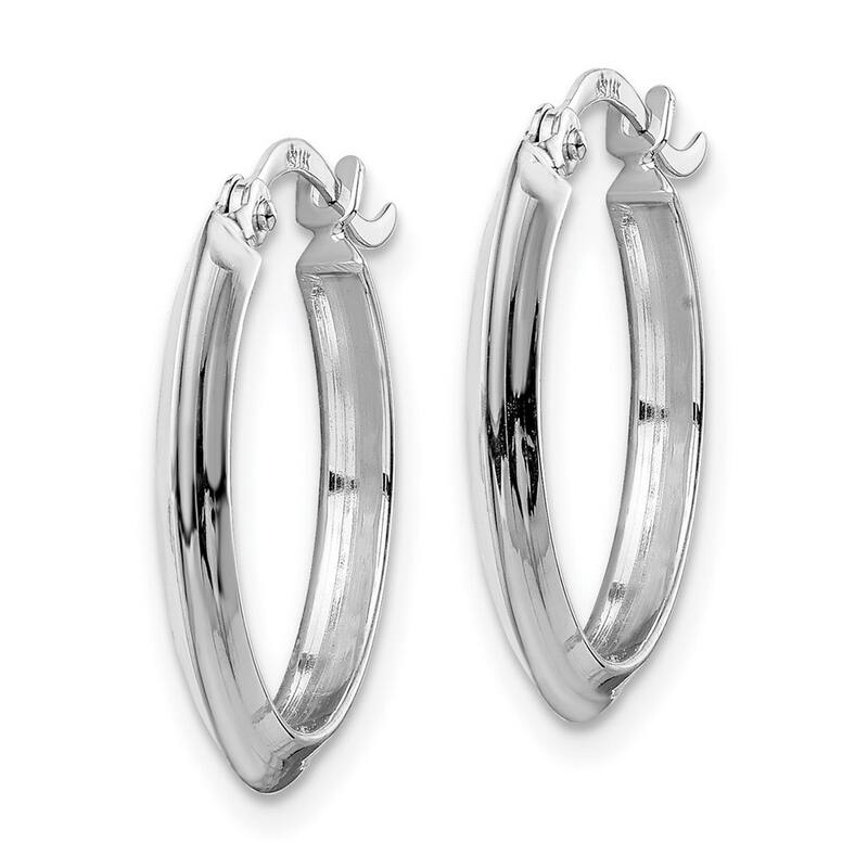 Curata 14k White Gold Polished Hoop Earrings - 19.5x18.8mm