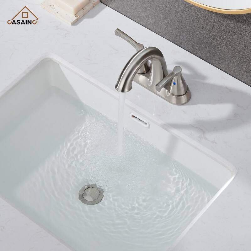 4 in. Centerset Double Handle Bathroom Faucet with Drain Kit Included