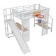 preview thumbnail 5 of 6, Full Size Metal Loft bed w/Built-in Desk,Open Wardrobe,Basketball Hoop