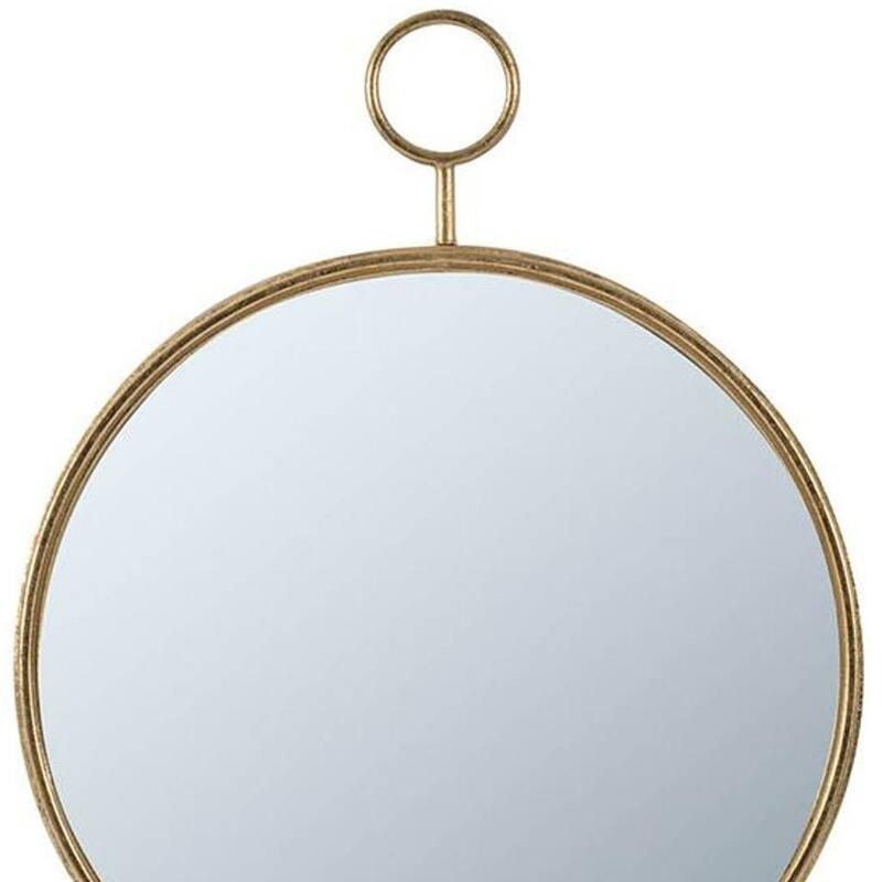 HomeRoots 28" Gold Round Iron Framed Accent Mirror - 22.4' X '28.3' X '1.8