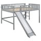 preview thumbnail 9 of 21, Wooden Bedframe Full Size Low Loft Bed with Slide and Ladder