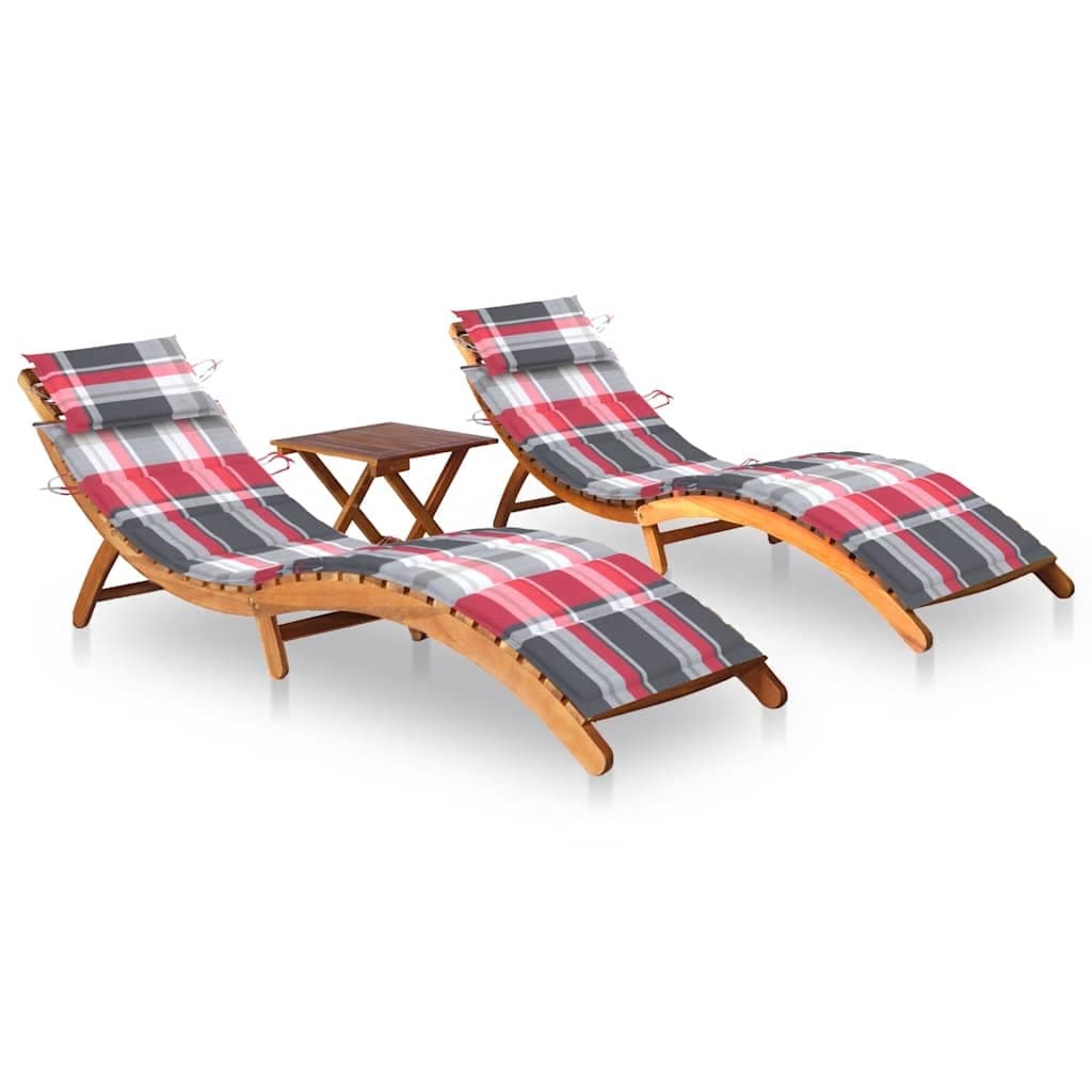 Two plaid loungers with tropical floral print