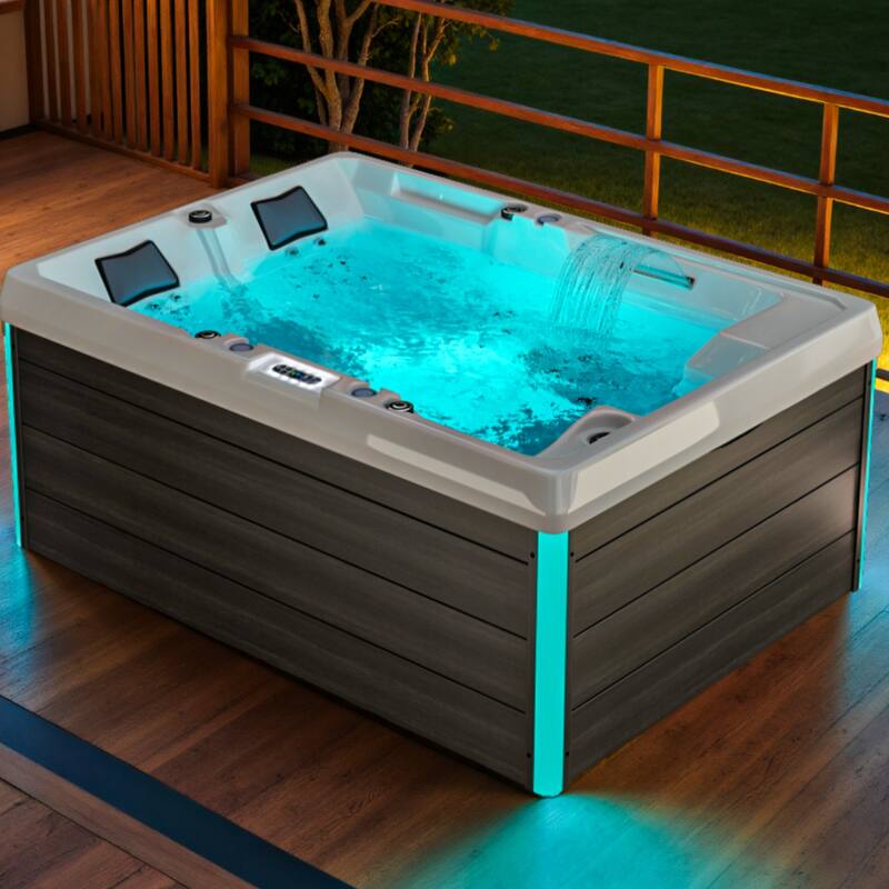 Patiowell 4-Person 41 Jets Hot Tub with Digital Control System-The Fresh Water System and LED Lighting-Intelligent