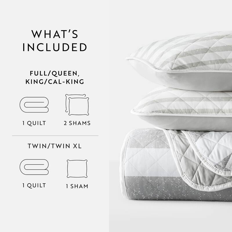 Becky Cameron All Season 3 Piece Summer Stripes Reversible Quilt Set with Shams