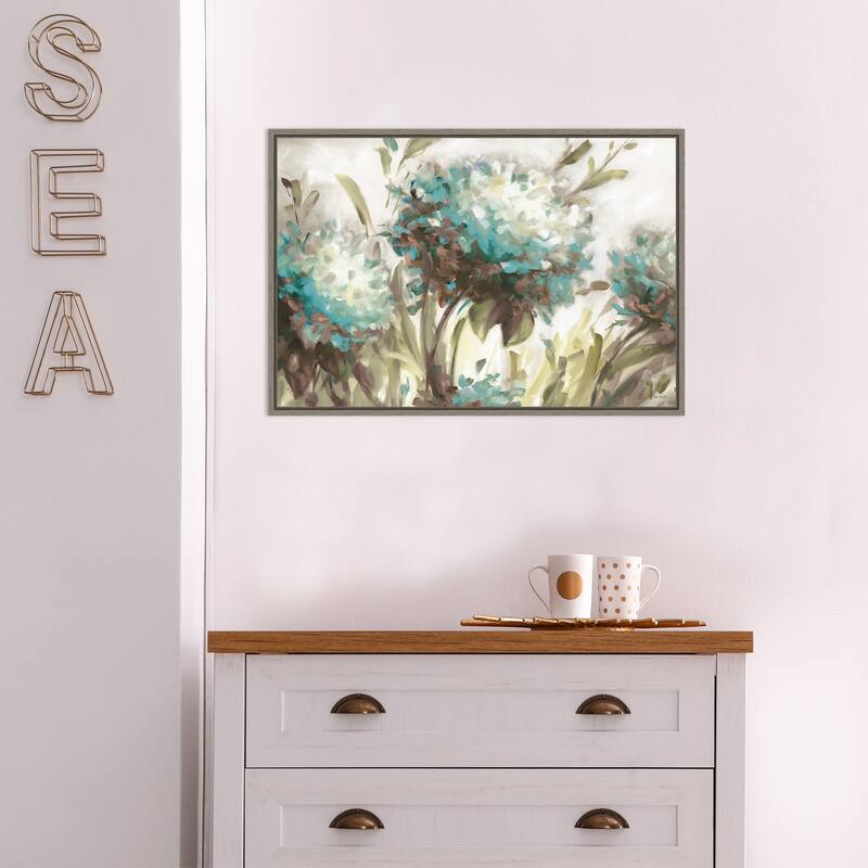 Hydrangea Field Neutral by Lisa Audit Framed Canvas Art