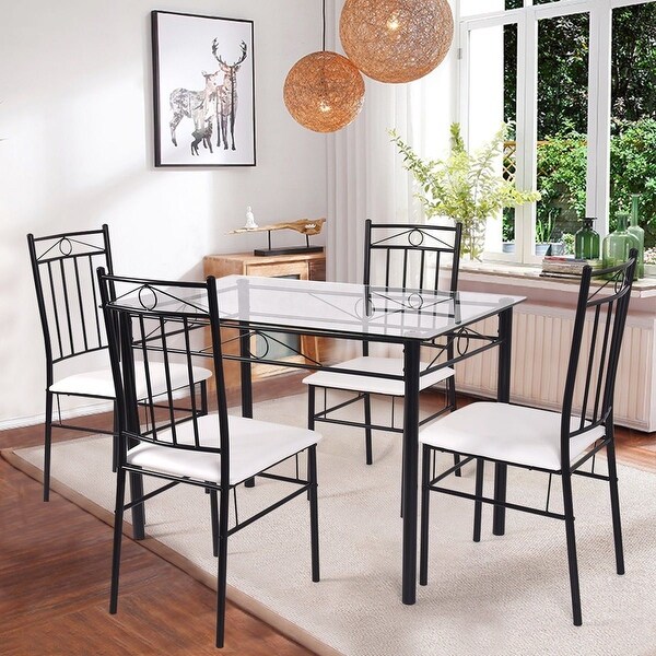 Mainstays 5-Piece Glass Top Metal Dining Set W