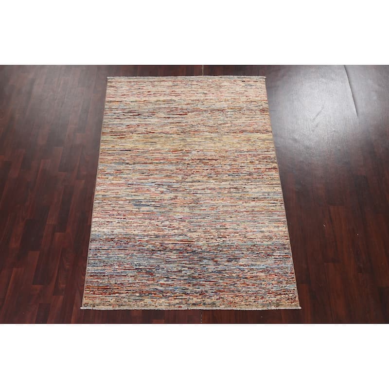Contemporary Gabbeh Kashkoli Wool Area Rug Hand-knotted Bedroom Carpet - 5'3" x 7'7"